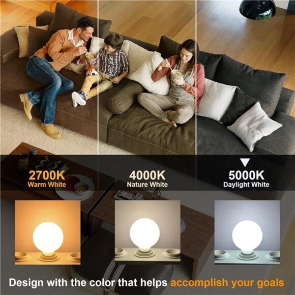 G25 LED Globe Light Bulbs, 80 Watt Equivalent 5000K Daylight Vanity, 900LM LED - Picture 7 of 8